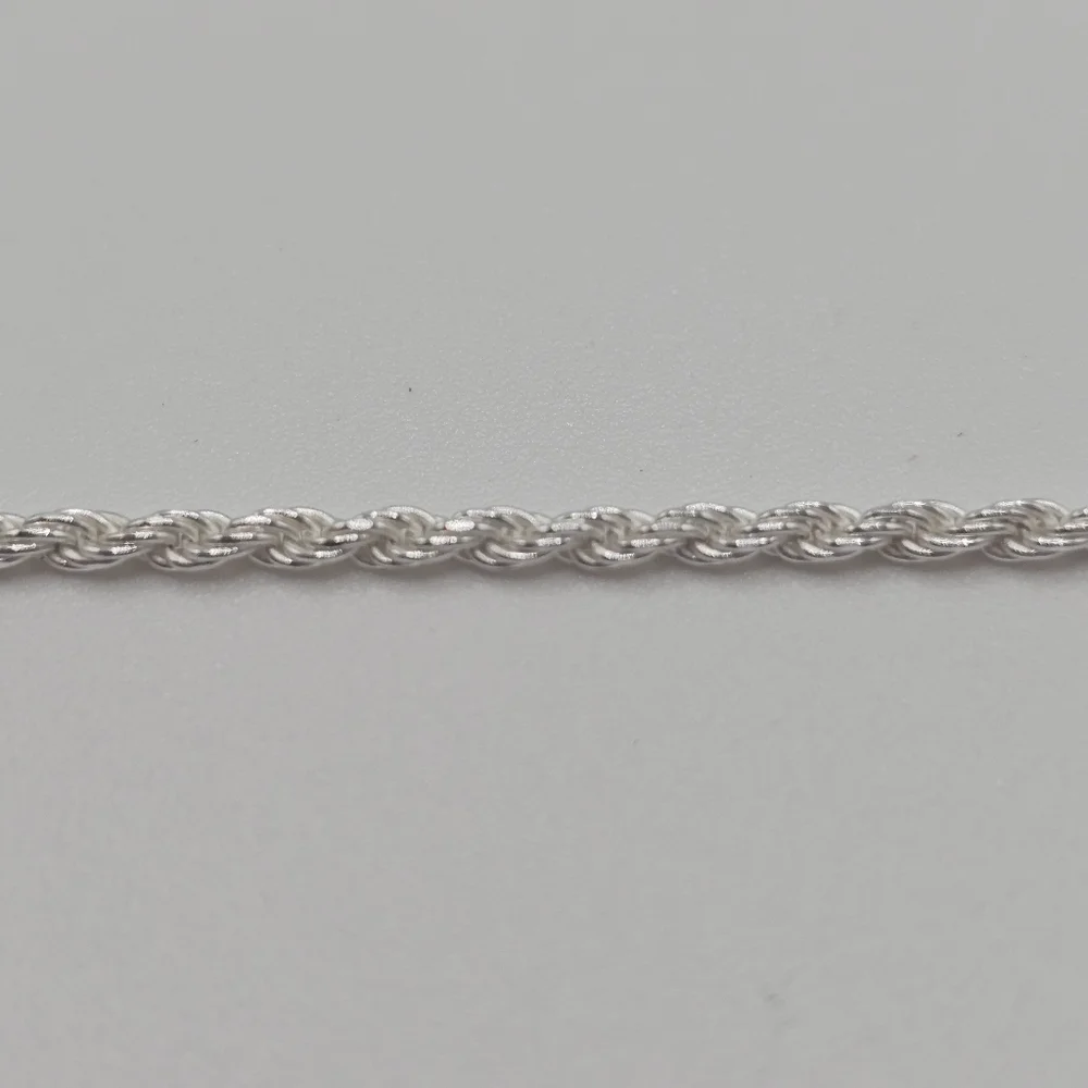 Sterling Silver 925 High Polished Rope Bracelet 2mm 8 inches